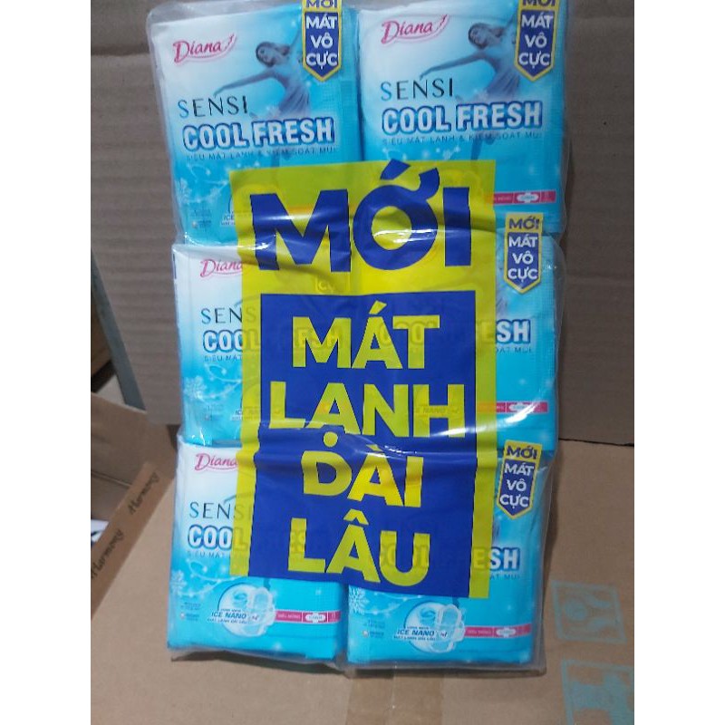 ( Combo 6 gói)  BVS Diana Cool Fresh Siêu Mỏng Cánh - Băng Vệ Sinh Diana SenSi Cool Fresh Siêu Mỏng Cánh 8 Miếng/Gói