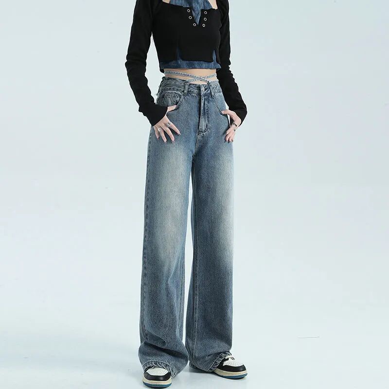 Quần Jeans Nữ Dài Ống Rộng Thời Trang Cá Tính
