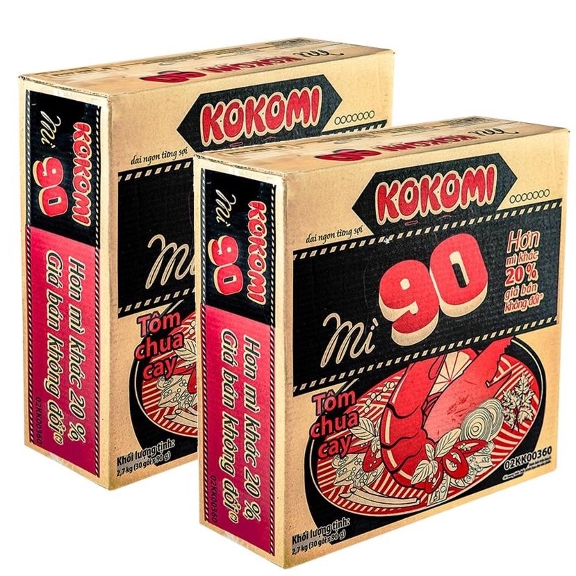 Mì Kokomi Tôm Chua Cay 90g / 65g - combo 3 gói