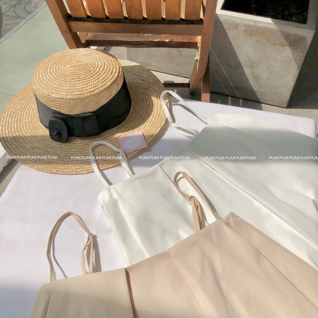 [Mã WASKT304 giảm 15% tối đa 30K đơn 99K] Áo 2 dây xếp ly ngực 2 màu freesize Pumi | BigBuy360 - bigbuy360.vn