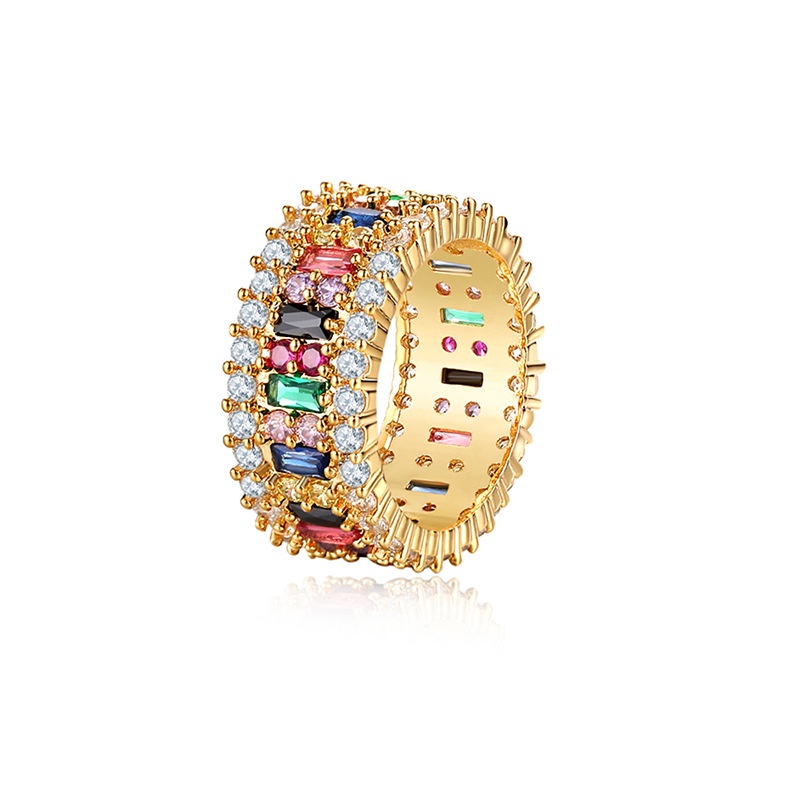 Vòng Tay Kèm Nhẫn Đính Đá Zircon Nhiều Màu Độc Đáo Thời Trang Phong Cách Âu Mỹ
