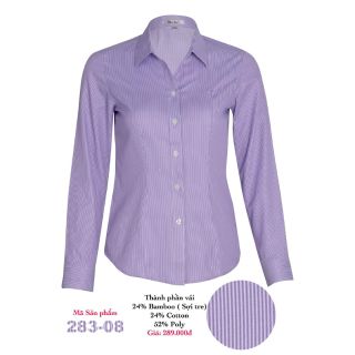 Áo sơ mi Thái Hòa tím đậm sọc thẳng 283-08