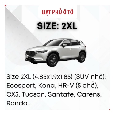 Bạt phủ, bạt trùm xe hơi có lớp tráng nhôm cách nhiệt,chóng nóng, chống mưa, chống xước ba lớp tráng bac