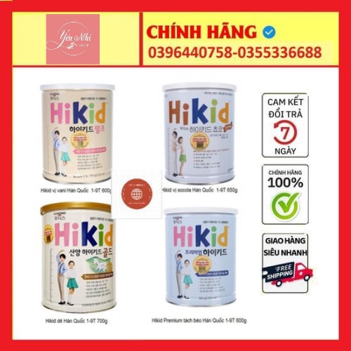 [CHÍNH HÃNG Nk PHƯƠNG LINH ] Sữa bột Hikid Vani_Tách béo_chocalate_Dê lon 700g date mới