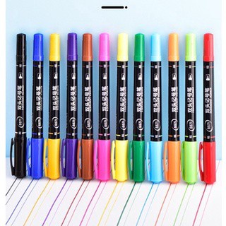 (Lẻ 1 bút) Bút marker 2 đầu DELI S571, set 12 bút nhiều màu viết trên mọi chất liệu DecorMe