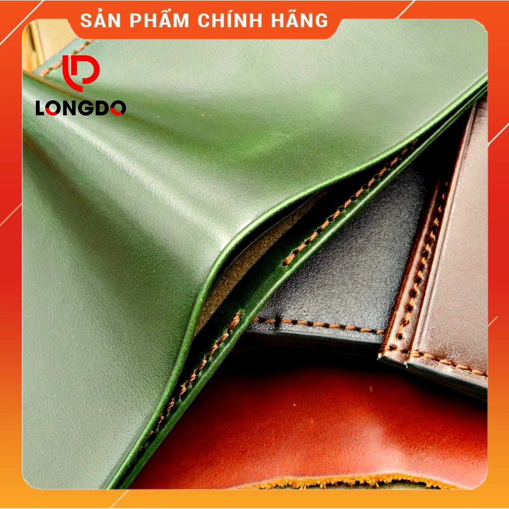 Ví Da Bò Nam Handmade Cao Cấp - Cam Kết 100% Da Bò Thật - Ví Ngang - Hàng Chính Hãng Thương Hiệu Longdo Leather - B01