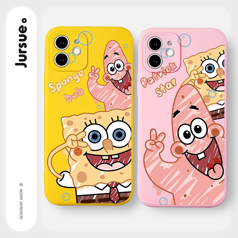 Ốp lưng JURSUE hoạt hình cặp đôi dễ thương đẹp cho iPhone 13 12 11 Pro Max SE 2020 X XR XS 8 7 ip 6S 6 Plus Y2006
