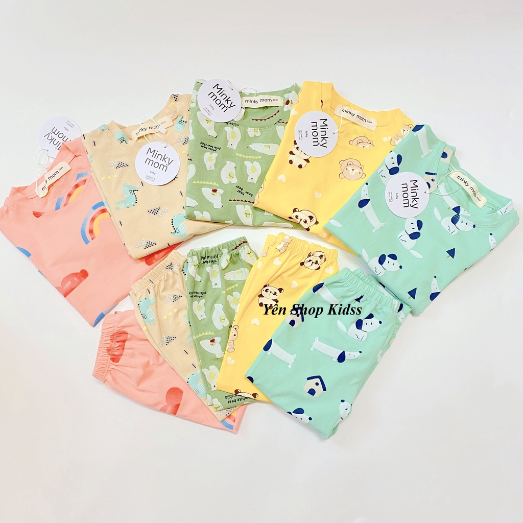 Bộ Cotton 100% Minky Mom   In Toàn Thân Họa Tiết Cầu Vồng- Gấu Trúc Dễ Thương Cho Bé (Sz từ 7-19kg) (SP001255 )