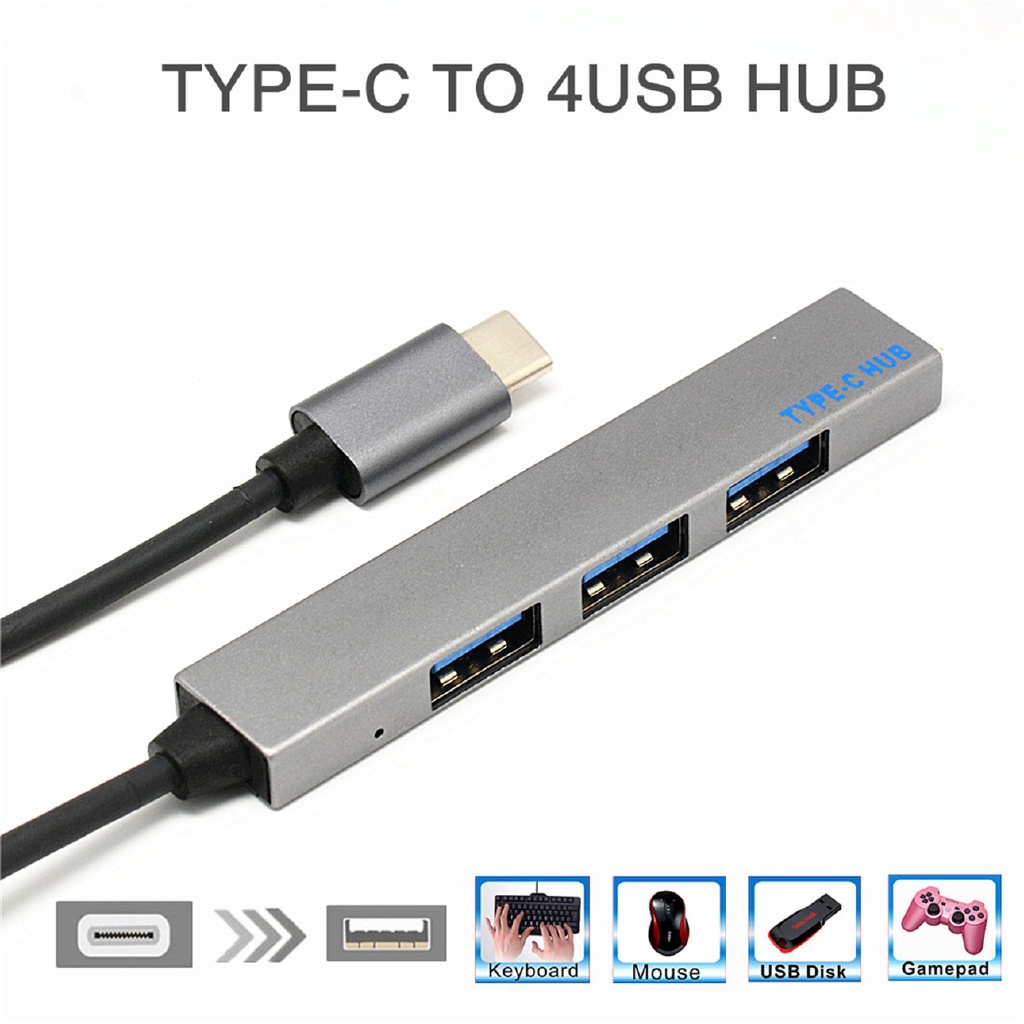 E 4-in-1 USB Hub Type-C To 4 USB HUB Expander Mini Portable 4-Port USB 3.0 Hub