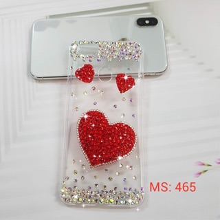 ỐP DẺO HANDMADE ĐÍNH ĐÁ TIM ĐỎ MS 463