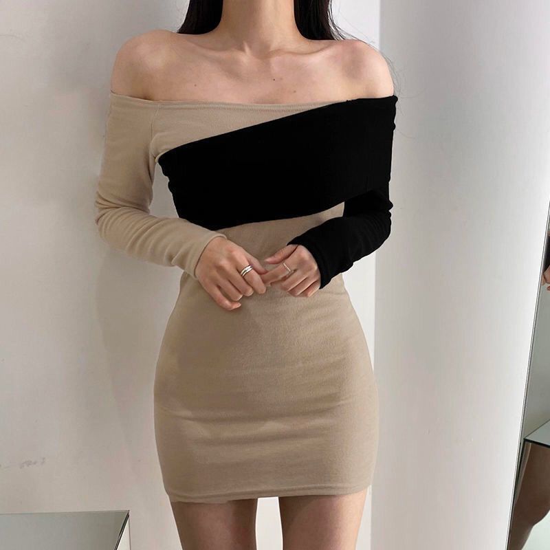 VÁY BODY PHỐI TAY MÀU CHÉO VẠT SANG CHẢNH