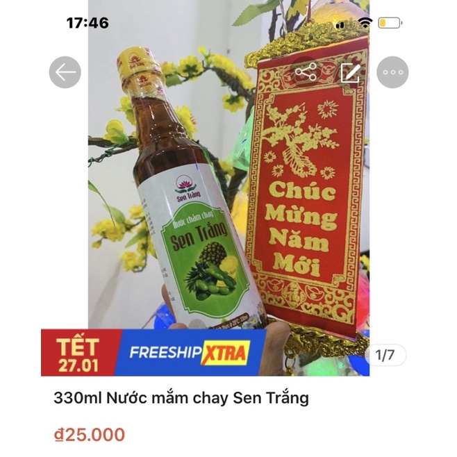 1 CHAI NƯỚC MẮM CHAY SEN TRẮNG 300ml