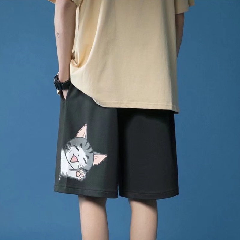 Quần Short Thể Thao Nam In Họa Tiết Hoạt Hình Phong Cách Hip Hop Nhật Bản Cỡ Lớn size M-8XL