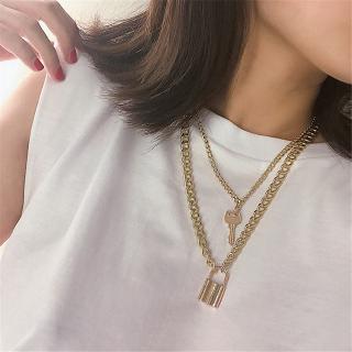 Dây Chuyền Lớp Mặt Hình Ổ Khóa Và Chìa Khóa Thời Trang Cho Nữ