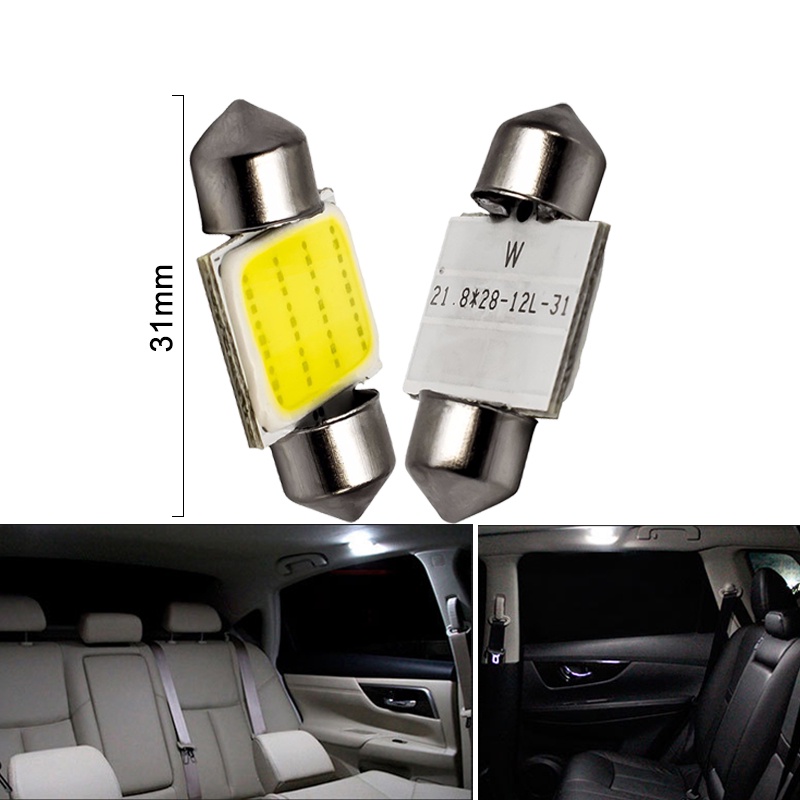 Bộ 10 Đèn Led Cob Dc12V 1.5w 31 / 36 / 39 / 41mm Ánh Sáng Trắng Trong Nhà / Xe Hơi