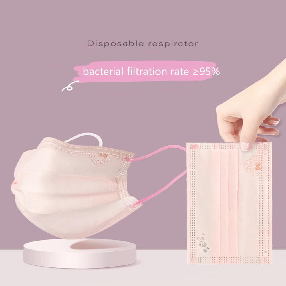 Set 50/ 100/ 200 khẩu trang 3 lớp màu hồng dùng một lần thời trang