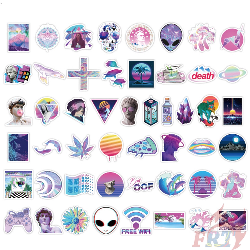 ❉ Abstractionism -  Vaporwave Steam Punk Series 03 Stickers ❉ 50Pcs/Set Fashion DIY Decals Doodle Stickers