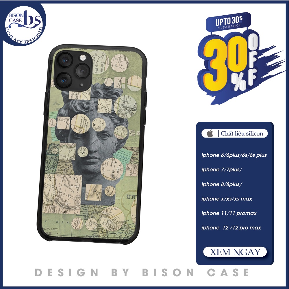 Ốp chống bẩn tượng thạch cao map BISON CASE Cho Iphone 6 7 8 Plus 11 12 13 Mini Pro Max X Xr  APO20210081
