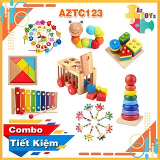 [DEAL SỐC + NowShip] Combo Đồ Chơi Gỗ Montessori Phát Triển Tư Duy, Kỹ Năng Sớm Cho Bé - AZTC123