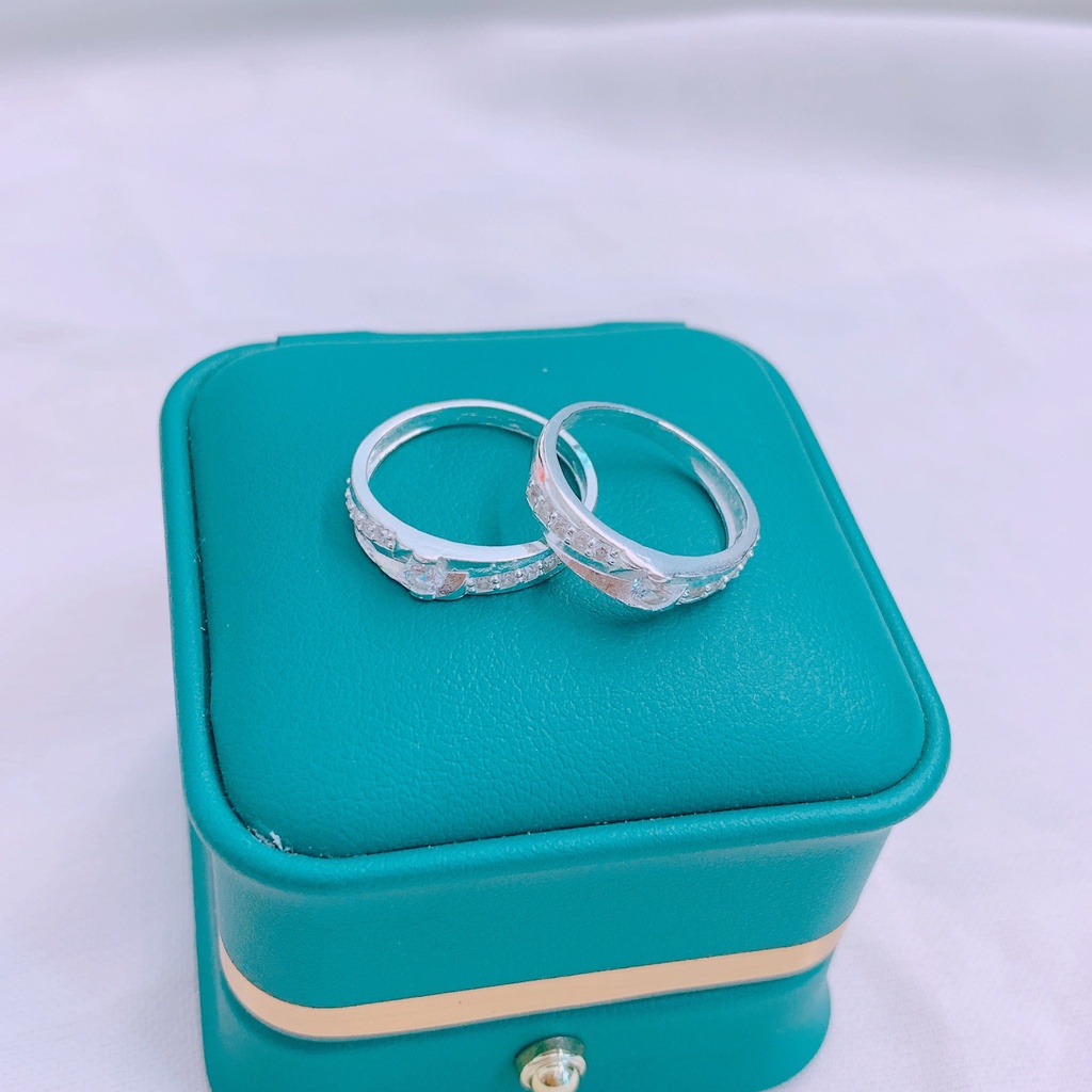 Nhẫn đôi bạc thật đính đá, nhẫn cặp tình yêu sáng đẹp - Kho sỉ bạc Nhất Linh
