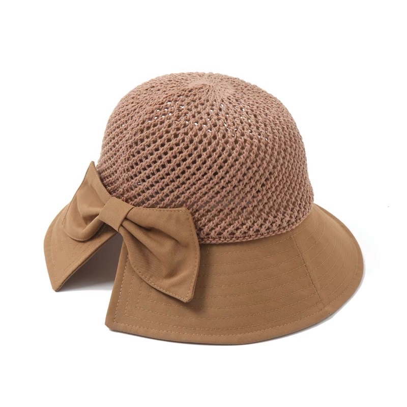 Mũ cói đi biển vành rộng thêu chữ có nơ , phụ kiện thời trang nữ