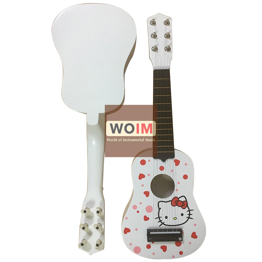 Đàn Guitarlele 6 dây SS06 - Màu trắng họa tiết mèo kitty nhỏ