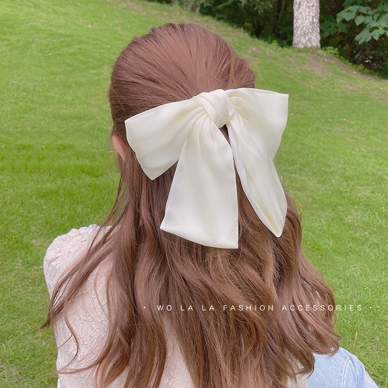 Kẹp Tóc Nơ Vải Satin Cỡ Lớn Kiểu Hàn Quốc Xinh Xắn