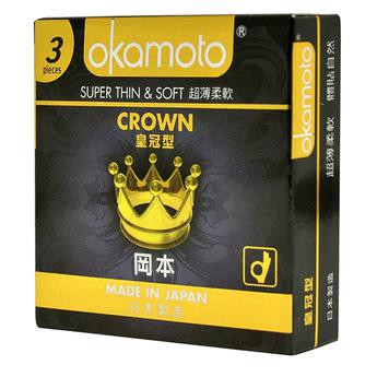 [CHÍNH HÃNG] Bao Cao Su Okamoto Crown Kích Cở Nhỏ ôm sát Siêu Mỏng Và Mềm Mại (Hộp 3C, Hộp 10c)