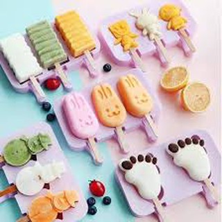 Khuôn làm kem que silicon dẻo cây bằng gỗ hộp to có nắp hình thú cho bé cao cấp(giao hình ngẫu nhiên)