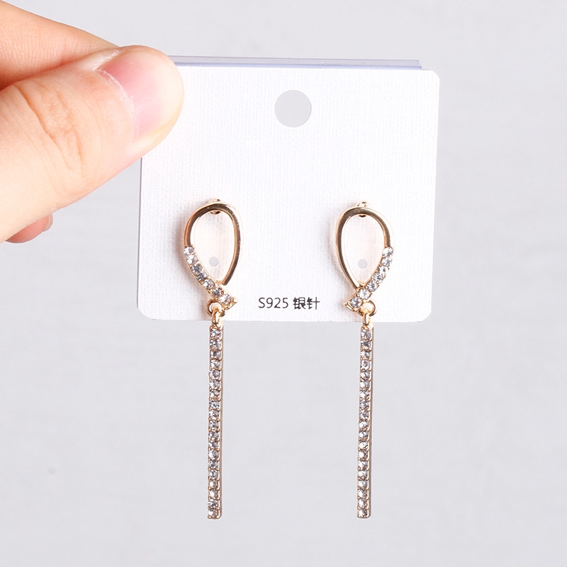 Bông Tai Bạc 925 Đính Đá Phong Cách Hàn Quốc Cho Nữ