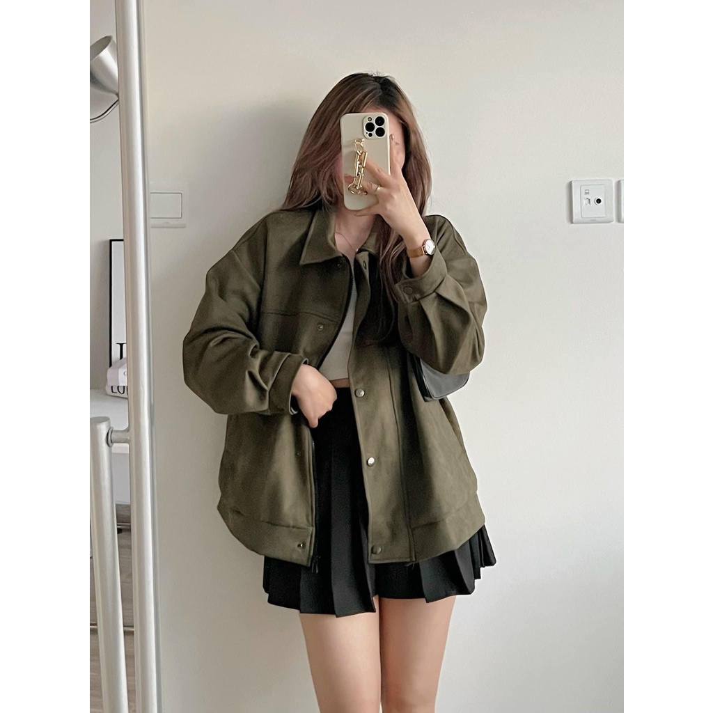Áo Khoác Bomber Dạ Lộn Trơn 2 lớp Hàng Quảng Châu