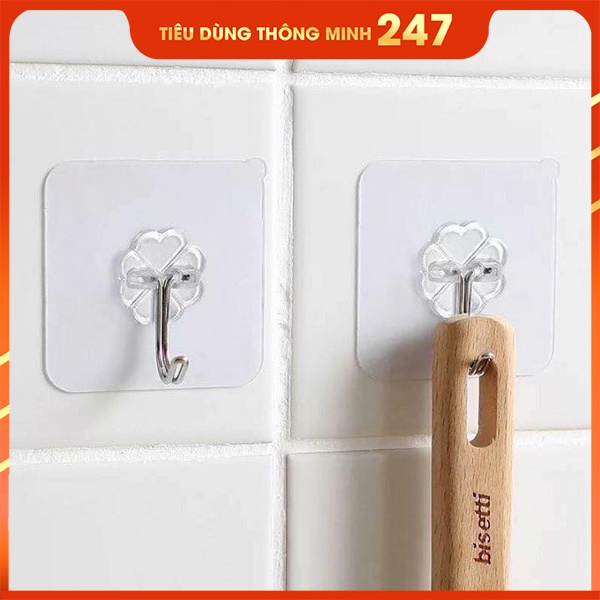 Bộ 50 Móc Dán Tường Siêu Dính, Trong Suốt Chịu Lực Tốt Treo Tường Chắc Chắn 6*6 cm