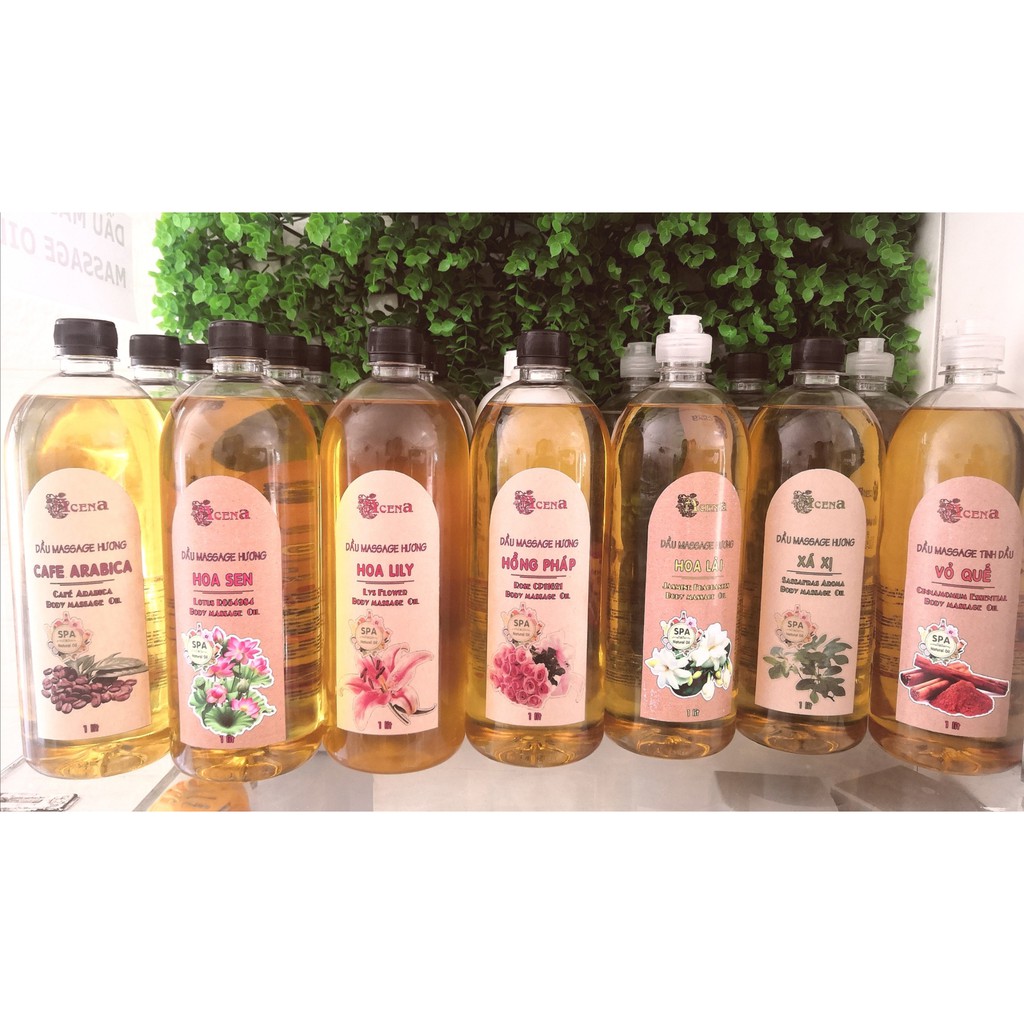 (1000ml) Dầu Massage Body Tinh Dầu ACENA Chuyên Dụng Spa Trơn Tay, Nhiều Mùi Thơm Sả, Bưởi, Lavender, Gừng, Lài, Sen