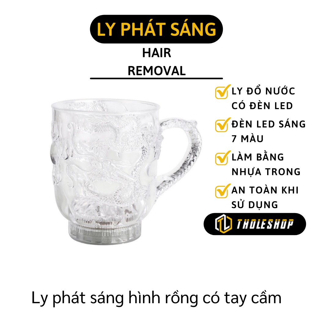 Ly Phát Sáng - Ly Nước Đèn Led 7 Màu Hình Rồng Có Tay Cầm Độc Lạ 4638