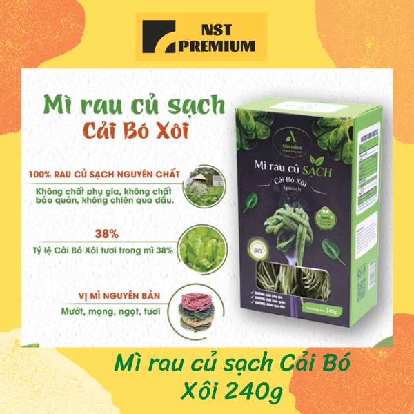 [Siêu Sale] Mì Rau Củ Sạch Cải Bó Xôi 240g Ahamisa