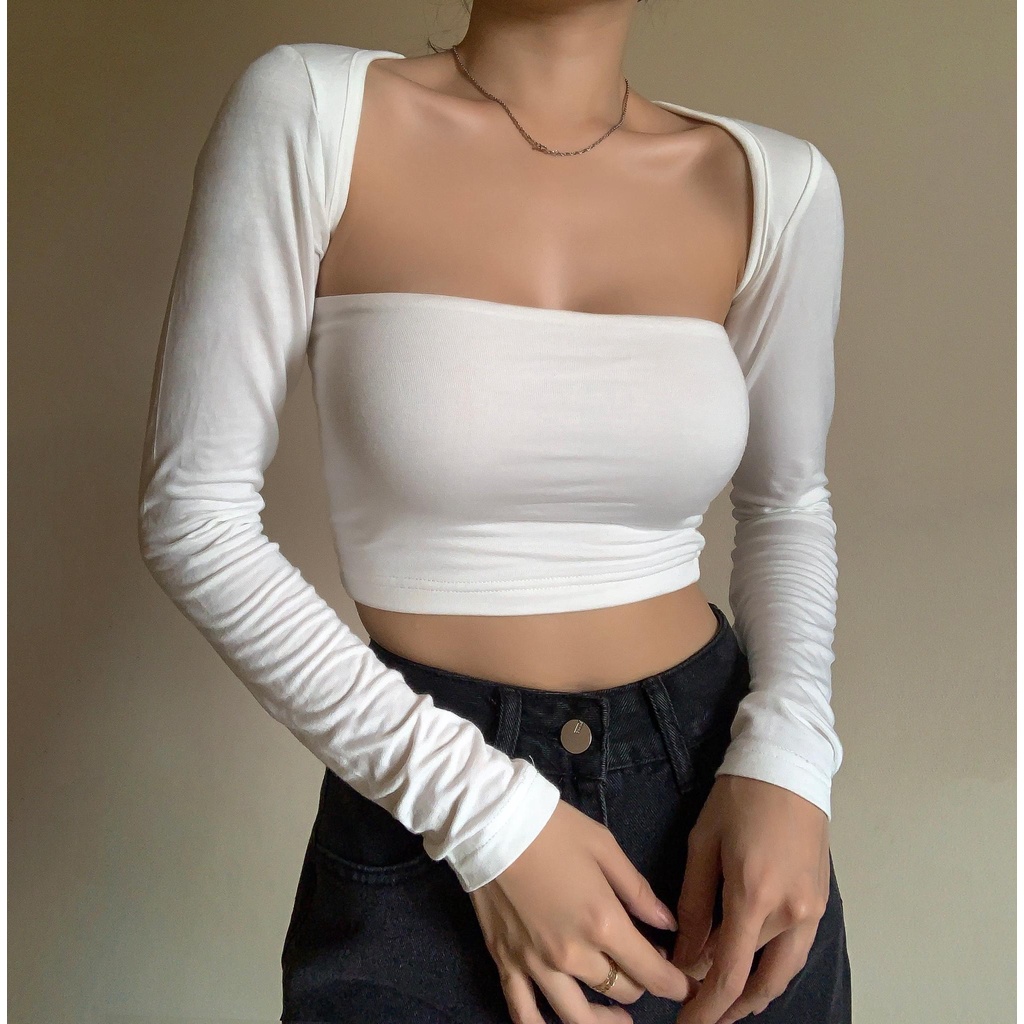 Áo Croptop Cổ Vuông Ôm Body Tay Dài A5271 | BigBuy360 - bigbuy360.vn