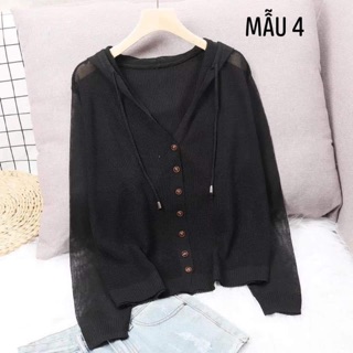 Áo khoác len cardigan mỏng có mũ