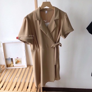 VÁY CỔ VEST CỘT NƠ EO
