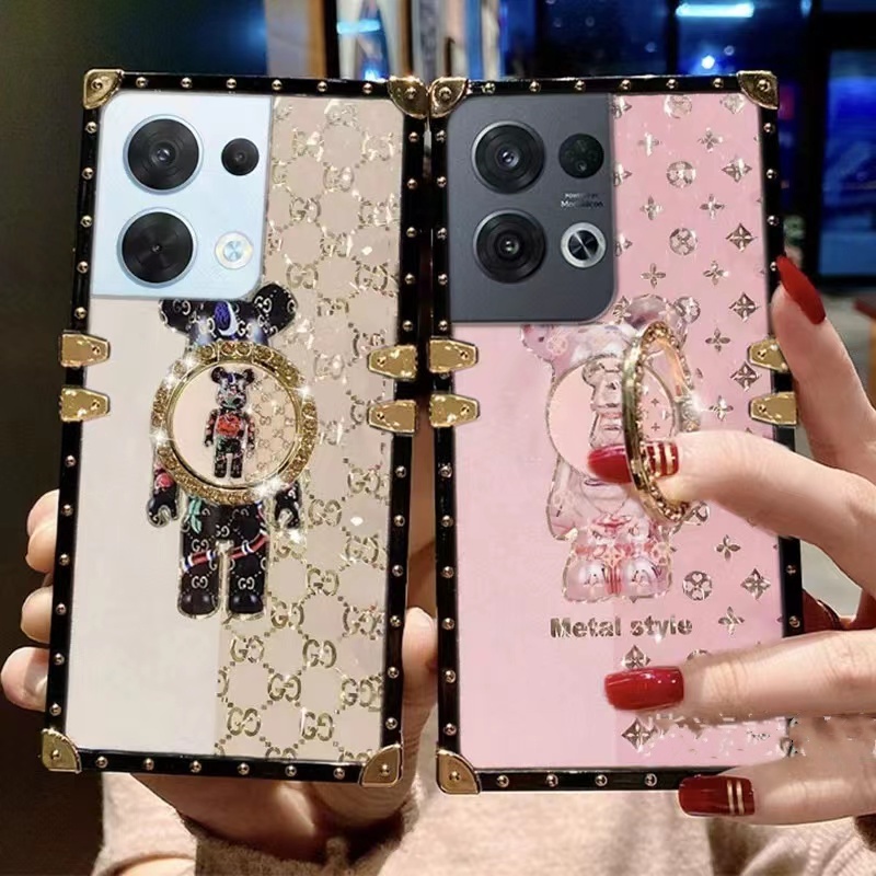 Ốp Điện Thoại Vuông Chống Sốc Có Vòng Đỡ Hình Gấu Nhỏ Đính Đá Cho OPPO Reno8 Pro Reno8 Z 5G