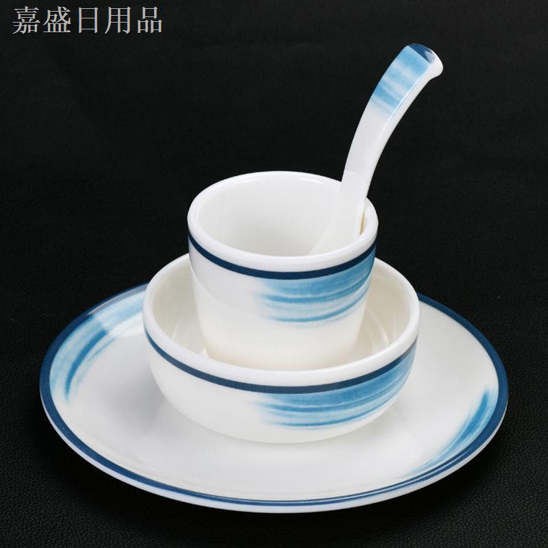 > Bộ bát đĩa, cốc và thìa nhiều màu, bàn khách sạn Bộ đồ ăn 4 món bằng sứ melamine Trung Quốc màu đỏ chống bỏng và chống