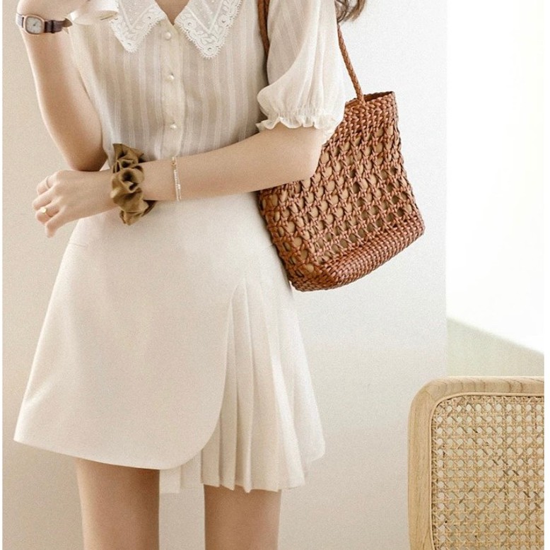 Chân Váy Xếp Ly Ngắn Dáng Chữ A Vạt Lệch Thiết Kế Cách Tân REDSHOP | BigBuy360 - bigbuy360.vn