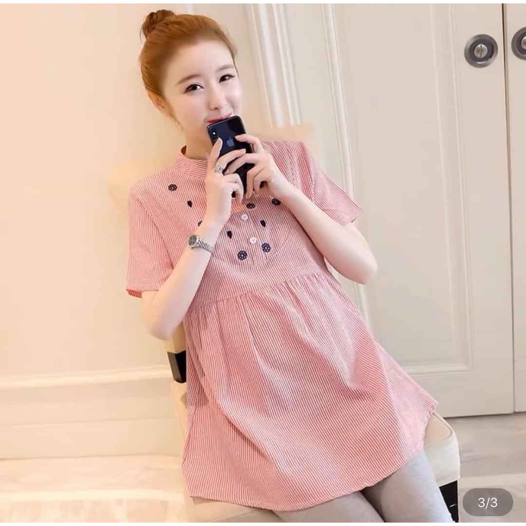 Aó bầu babydoll thời trang - Áo cộc bầu thiết kế Hoa VM