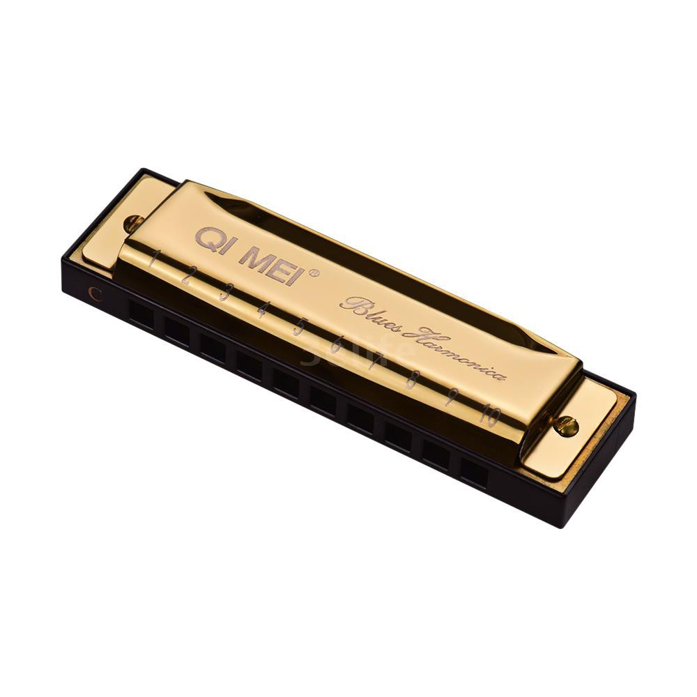 EIFE QI MEI 1020 Blues Harmonica Key of C 10 Holes 20 Tunes Diatonic Harp Mouthorgan with Cleaning Cloth and Storag