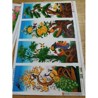 Tranh gắn đá thành phẩm bộ tứ quý xuân-hạ-thu-đông