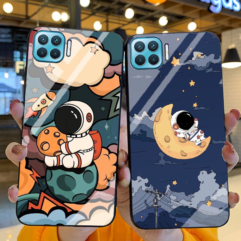 Ốp Lưng OPPO A73, A93 Ốp kính bóng cao cấp Phi Hành Gia
