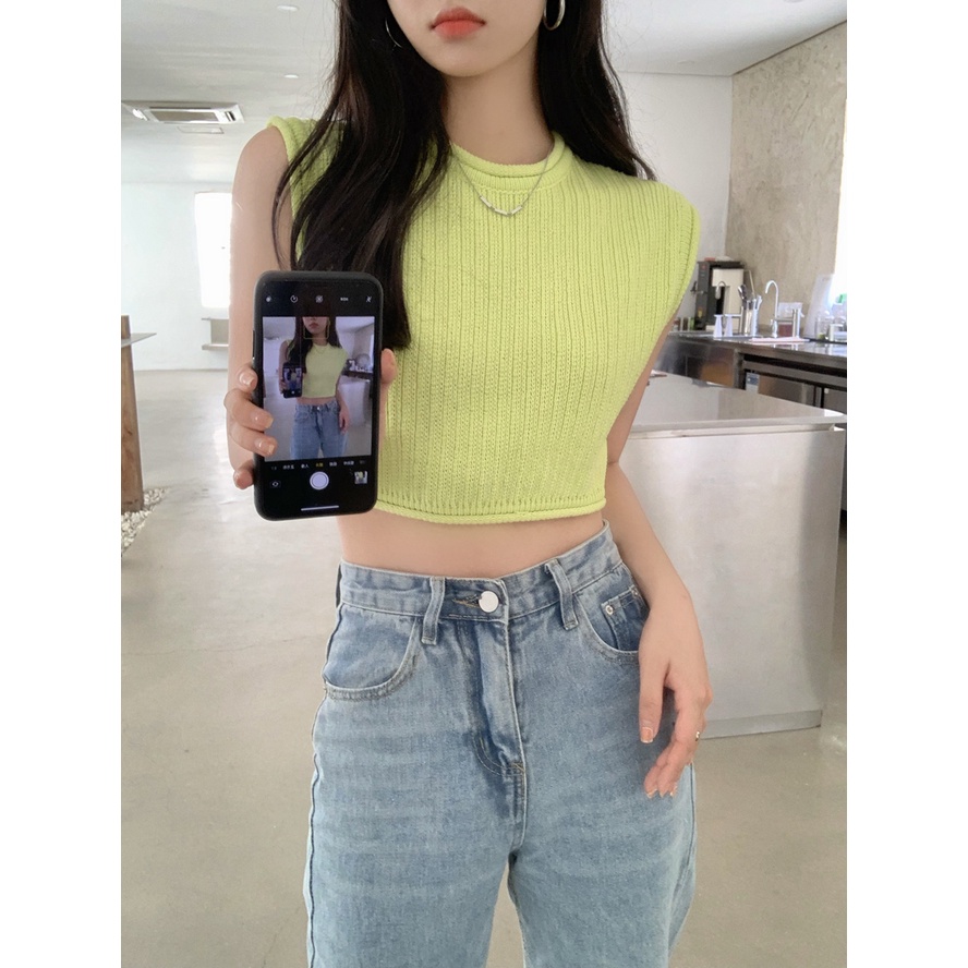 Áo dệt kim không tay dáng rộng thời trang mùa hè dành cho nữ | BigBuy360 - bigbuy360.vn