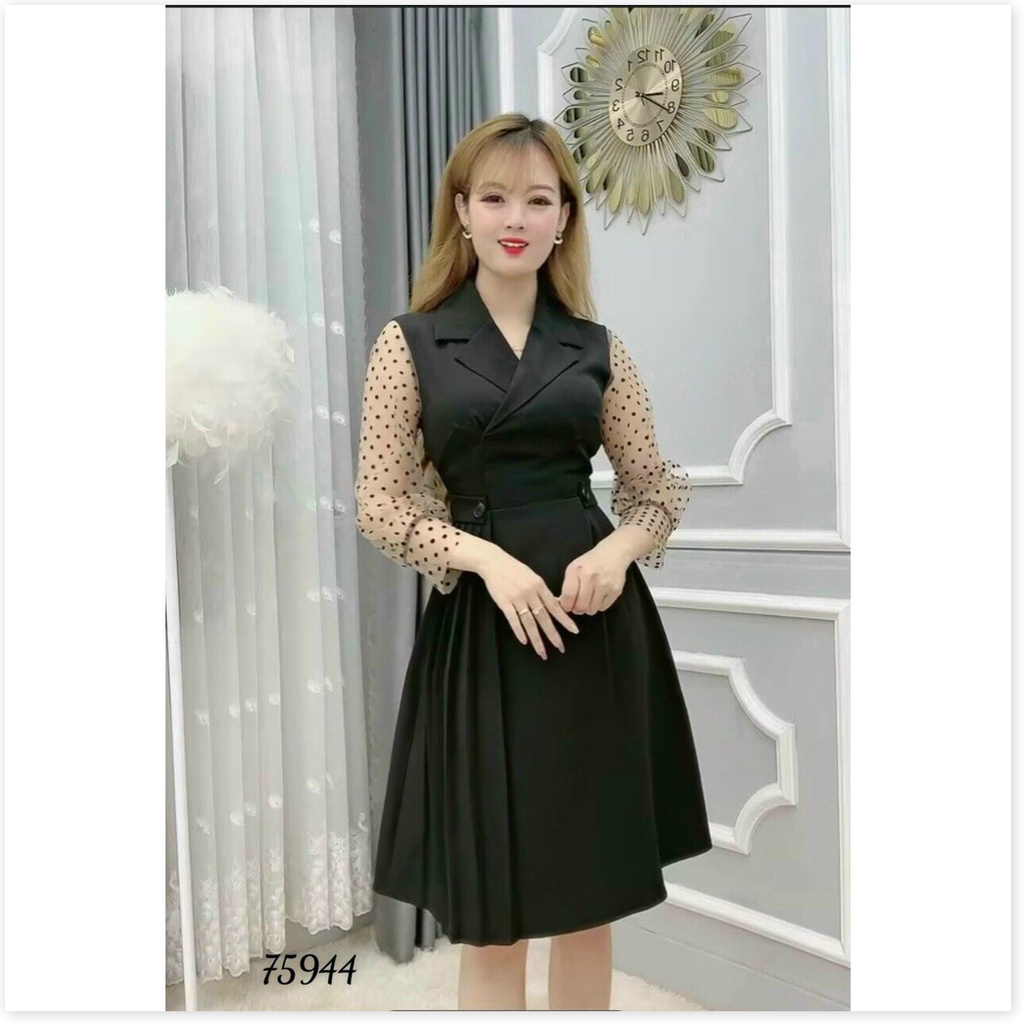 ĐẦM XÒE DỰ TIỆC TAY DÀI CHẤM BI CỰC HOT SIÊU XINH ĐẸP KME FASHION