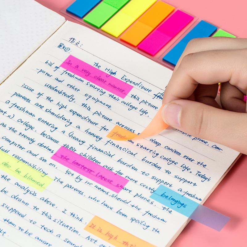 Set 10 Màu - 200 Miếng Dán Tab Đánh Dấu Trang Sách Note (Shop J-ArtPens)