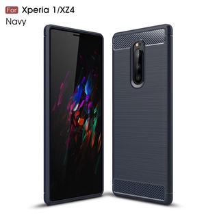 Ốp điện thoại TPU silicon mềm họa tiết sợi carbon cho Sony Xperia 1 Xperia 1 XZ4
