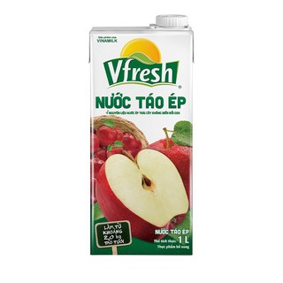 [HSD16/04/2022] Nước táo ép VFresh Vinamilk nguyên chất 100%, hộp 1 lít, hàng dành riêng trên máy bay VietnamAirlines